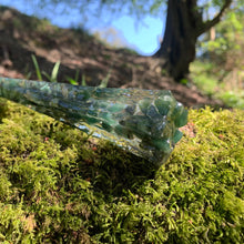 Charger l'image dans la galerie, A stunning handcrafted Star magic wand made with shimmering aventurine chips, showcasing a blend of green hues. The wand has a gracefully tapered shaft that sparkles in light, showcasing its intricate craftsmanship. Perfect for fantasy collectors, this wand embodies elegance and enchantment, making it a prized addition to any magical assortment.
