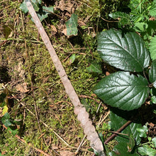Lade das Bild in den Galerie-Viewer, A stunning handcrafted Twist magic wand made with shimmering rose quartz chips, showcasing a blend of pink hues. The wand has a gracefully tapered shaft that sparkles in light, showcasing its intricate craftsmanship. Perfect for fantasy collectors, this wand embodies elegance and enchantment, making it a prized addition to any magical assortment.