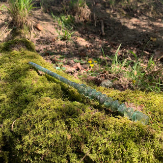 A unique handmade magic wand made with real green aventurine crystal chips, in the Orbit  Design. 

