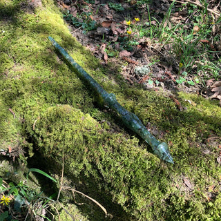 A unique handmade magic wand made with real green aventurine crystal chips, in the Stiletto  Design. 
