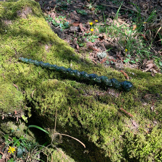 A unique handmade magic wand made with real green aventurine crystal chips, in the Unicorn Design. 

