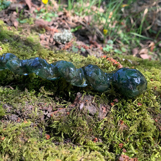 A unique handmade magic wand made with real green aventurine crystal chips, in the Unicorn Design. 